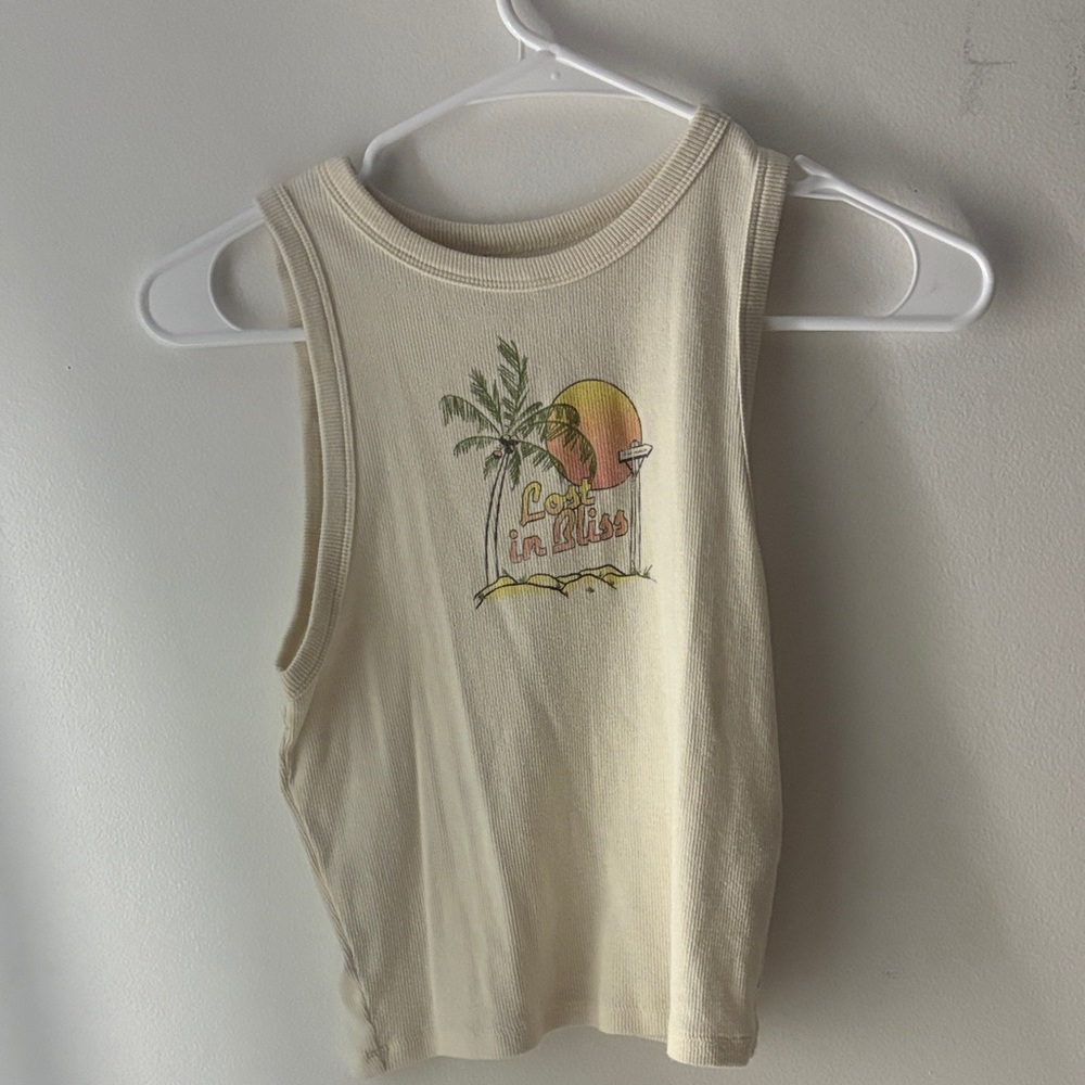 Hollister Cream Ribbed Sleeveless Top